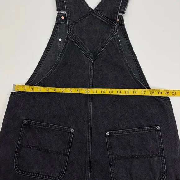 Old Navy Bib Overalls Slouchy Shorte Black Wash Denim Shortalls Womens Large - Picture 5 of 10